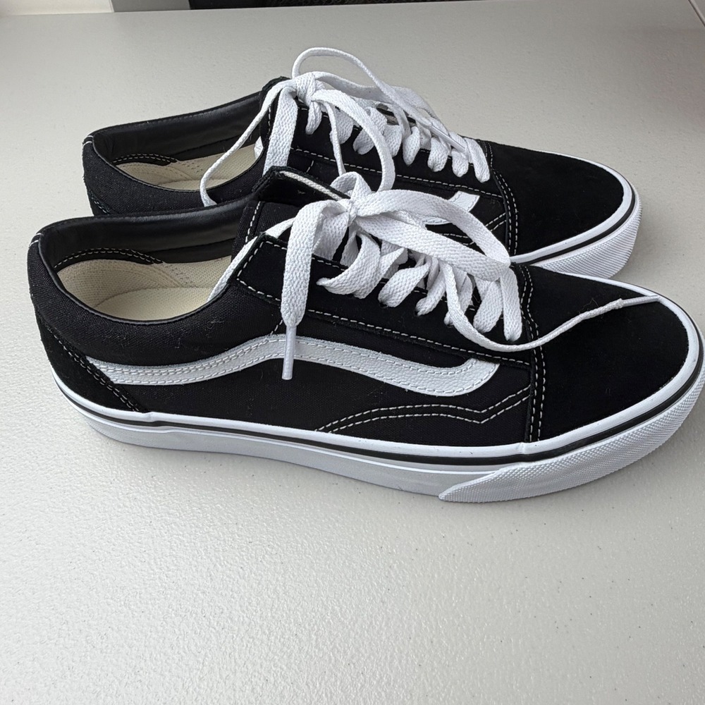 Vans Old Skool Black White‎ Low Top Suede Canvas Sneakers Mens 6.5 Womens 8.0